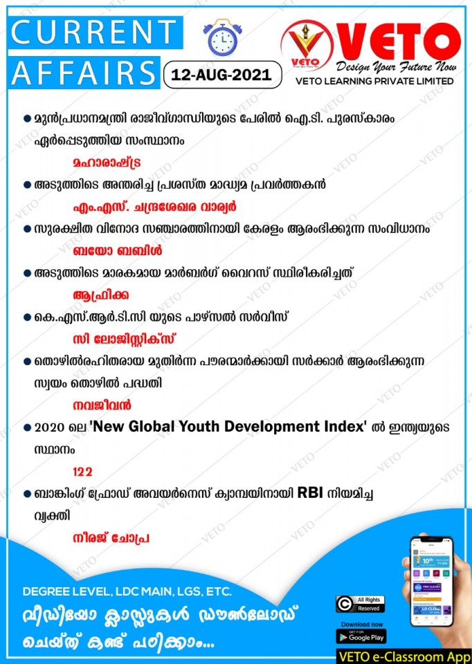 CURRENT AFFAIRS KERALA PSC EXAMS KERALA PSC PRELIMINARY DEGREE LEVEL MAINS